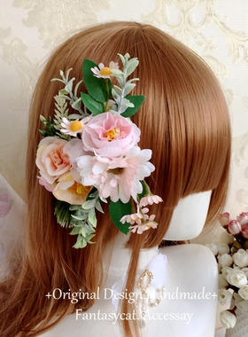 Lolita氛围感仿真花朵发夹