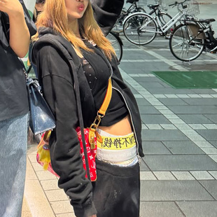 长裤 炸街高腰多层腰头黑色男女卫裤 lisa同款 pary欧美街头2025秋季