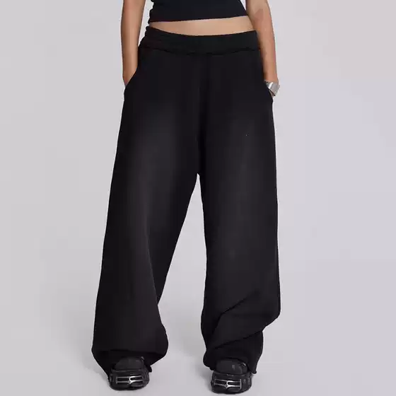 Jaded European and American Trendy Summer New Product 25Ss Street Style Black Sweatpants Unisex Wide-Leg Trousers