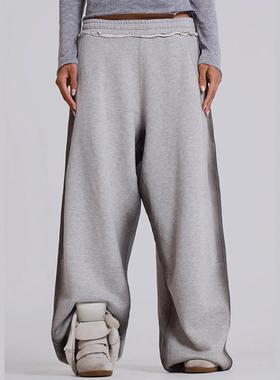 夏季新款欧美脏脏喷绘宽松阔腿休闲卫裤男女同款