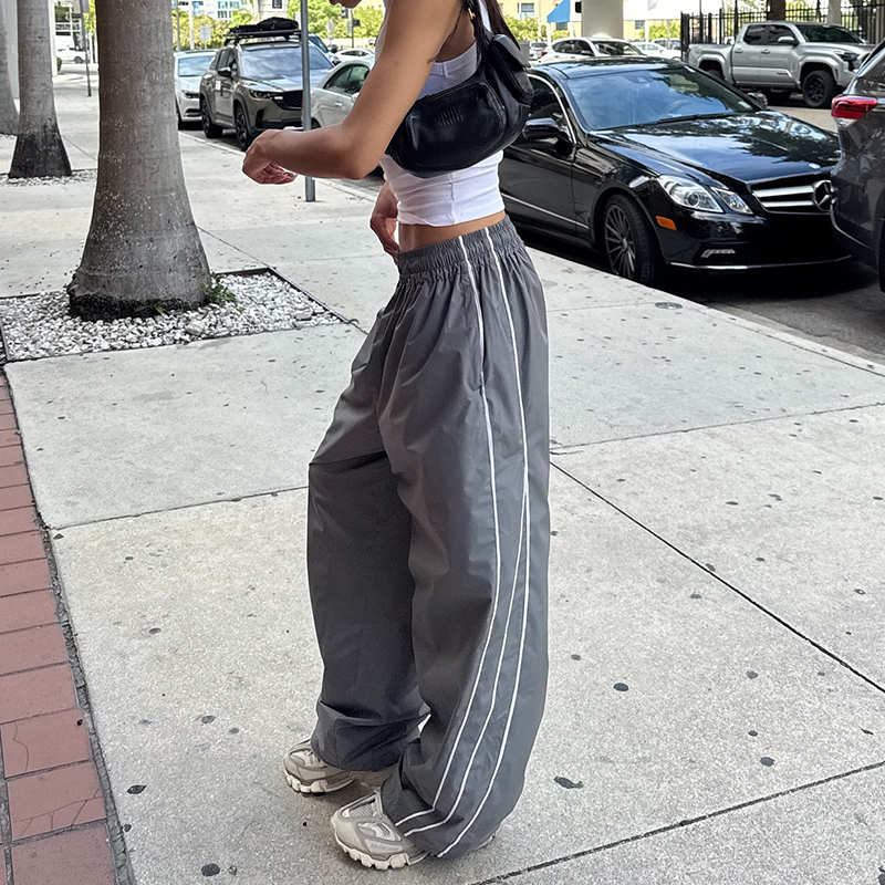 欧美夏运动阔腿男女长裤