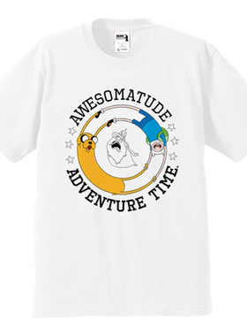 美式休闲 探险活宝 Adventure Time Tee 染色印花纯棉亲子短袖T恤
