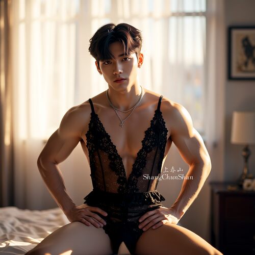 性感蕾丝透视连体衣男款开档免脱伪娘CD情性趣睡衣大码情调禁欲系