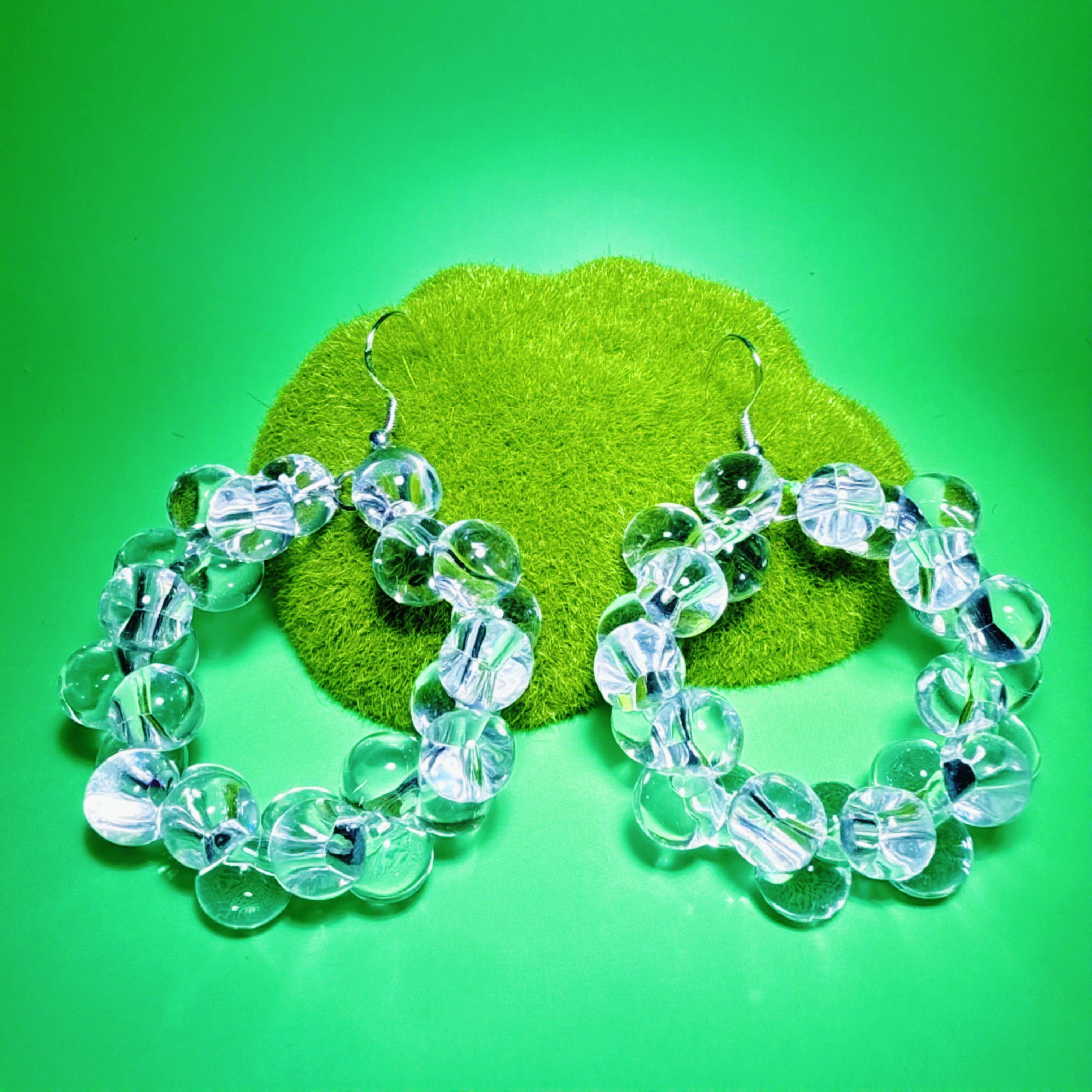 UNBOX 透明水晶轻奢高级感法式圆形超大夸张欧美耳环耳夹