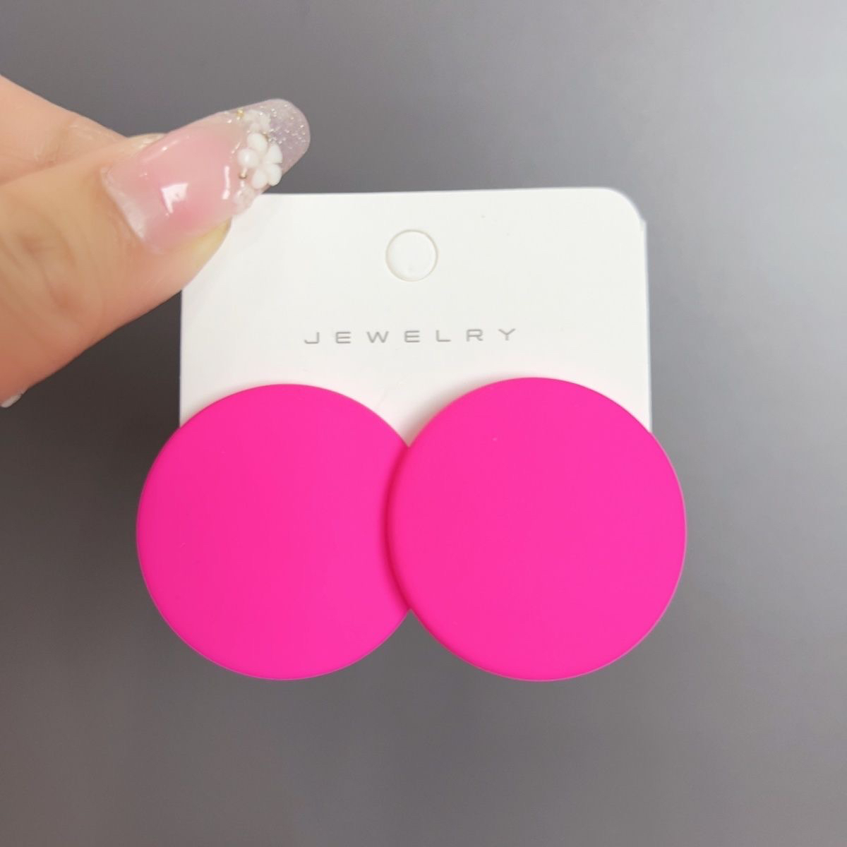 （无耳洞款）新款潮简约气质百搭几何圆形耳钉女夸张纯银彩色小众