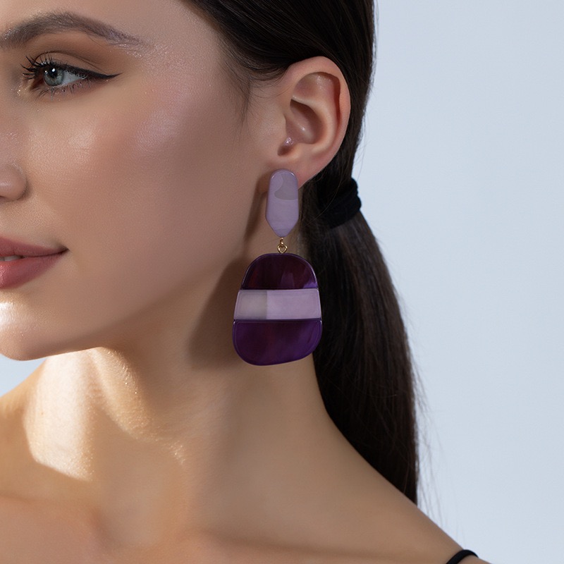 UNBOX手作夸张几何耳环度假风耳坠简约百搭日常款(无耳洞款）