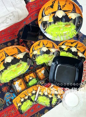 万圣巫师南瓜密胺平盘圆盘水果盘蔬菜沙拉盘西餐面包西餐盘