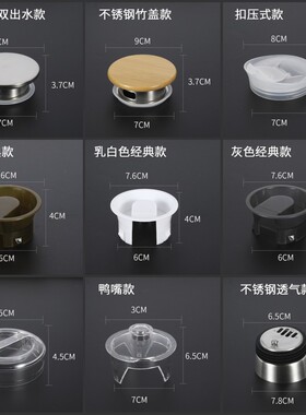 凉水壶盖白色配件PP条纹八角杯盖塑料冷水壶盖子玻璃扎壶通用配盖