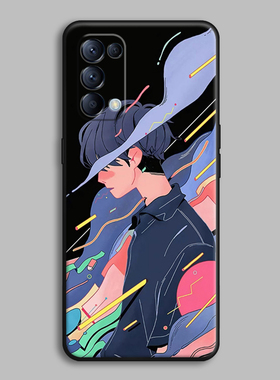 适用OPPOReno5/4se/3Pro/2z/k7x/K1软彩条动漫画男潮流新款手机壳