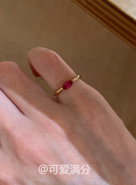 复古爆闪红色马眼钻戒指简约百搭