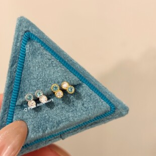 mini养耳小鼻噶蓝绿钻耳钉女精致简约百搭小巧耳骨钉睡觉免摘耳饰