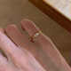 精致马眼闪钻喜宽开口戒指女轻奢小众高级感尾戒精致百搭简约指环