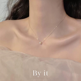 925纯银闪钻转运珠项链女夏2022年新款 小清新简约轻奢小众锁骨链