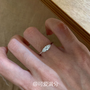 清冷感爆闪马眼石戒指女韩系简约绝美百搭食指戒轻奢小众开口指环