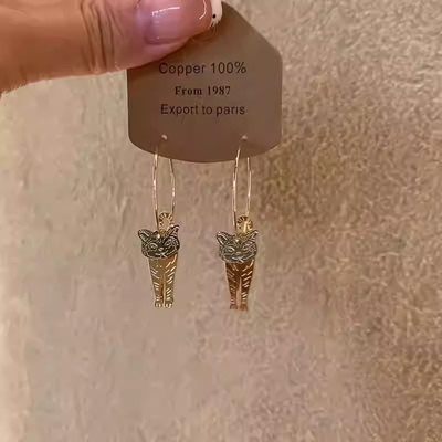 s925银古埃及灵动做旧金猫咪吊坠