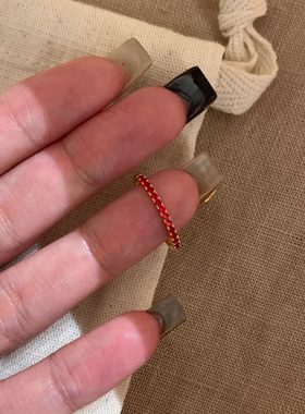 极细仿红宝石戒指女时尚高级感