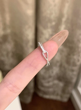 超闪交叉锆石戒指女高级感小众