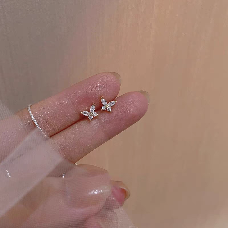 s925纯银蝴蝶耳钉女轻奢小众