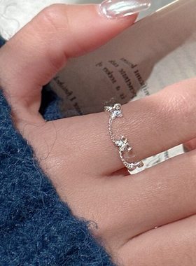 优雅极简风精致小巧镂空蝴蝶结戒指女轻奢小众高级感波浪线条指环