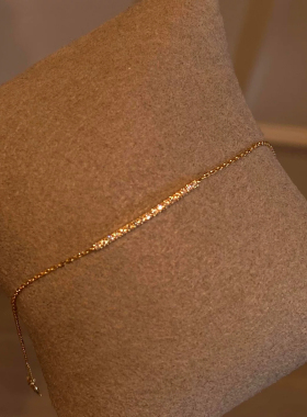 中古Vintage金色一字排钻手链