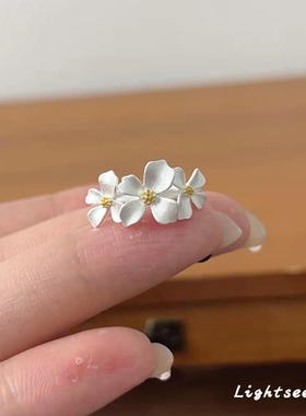 高保色栀子花戒指女轻奢小众高级