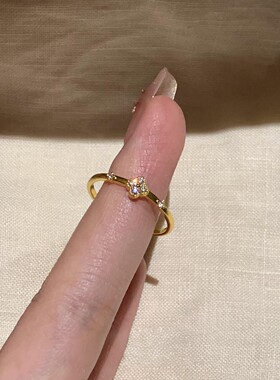 金色仿钻四叶花细戒指女2026新款