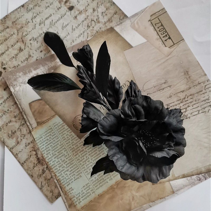 diy蔷薇花发夹胸花真丝烫花