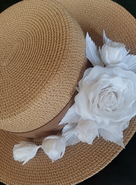 原创diy礼服配花定制真丝烫花玫瑰花山茶花染色绢花仿真花