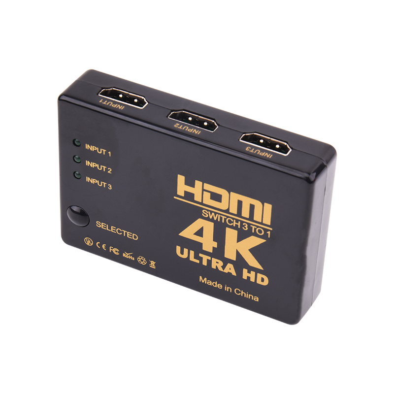 hdmi切换器三进一出4K电脑机顶盒PS4连接电视投影显示器带遥控器