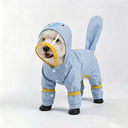 小型犬连脚雨衣带尾可拆卸款