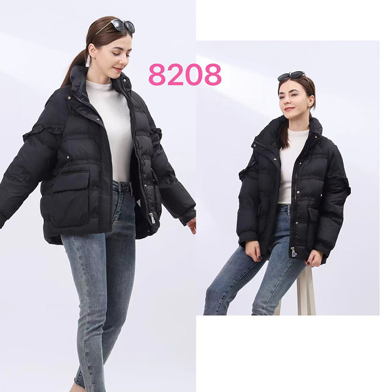 宽松荷叶边刺绣外套羽绒服