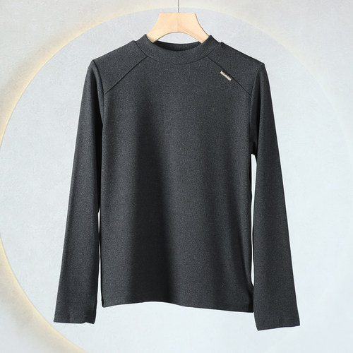 142冬季新款半高领纯色修身长袖保暖内搭德绒打底上衣