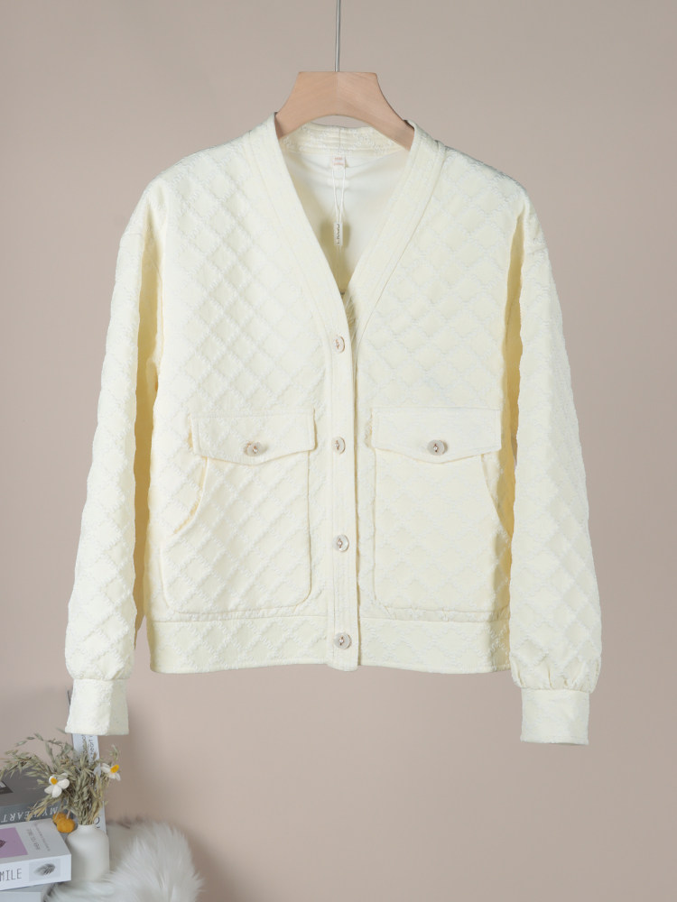 224小香风简约时尚短外套通勤V领显瘦百搭开衫上衣春秋新款女