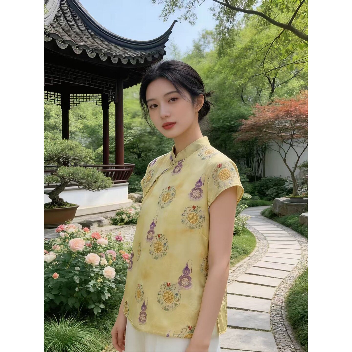 511香云纱新中式无袖衬衫轻奢年轻高端上衣小衫夏季新款女