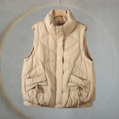 时尚 329冬季 新款 气质休闲显瘦百搭宽松立领羽绒马甲外套