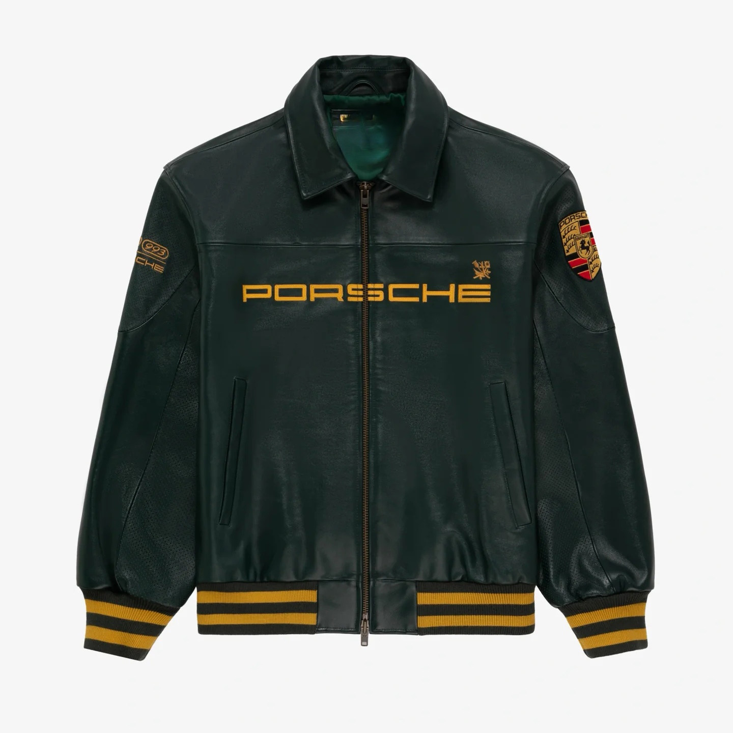 thumbnail for Porsche racing jacket co-branded James car motorcycle heavyweight micro chapter embroidered men's and women's vintage leather jacket