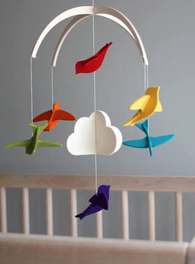 不织布动物小鸟风铃挂饰diy材料包 幼儿园手工制做材料婴儿床挂饰