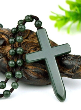 青玉十字架吊坠男女款