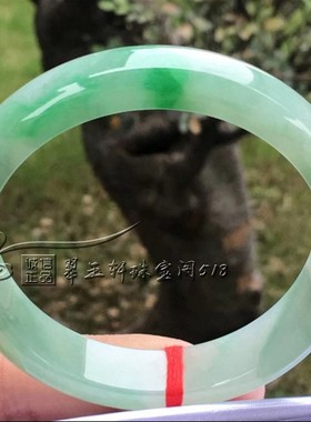 翡翠色飘花玉石手镯翠阳绿飘花冰种女玉石手镯简约款阳绿色百搭