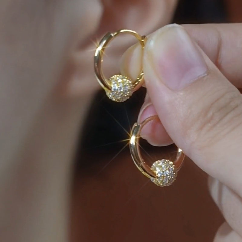 时尚高级满钻圆球耳圈耳环精致百搭2024新款个性小众气质轻奢耳饰,饰品/流行首饰/时尚饰品新,银饰耳饰,淘宝优惠券,粉丝福利购,淘宝优惠卷