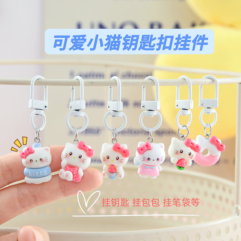 卡通钥匙扣可爱铃铛猫咪水豚公仔发饰