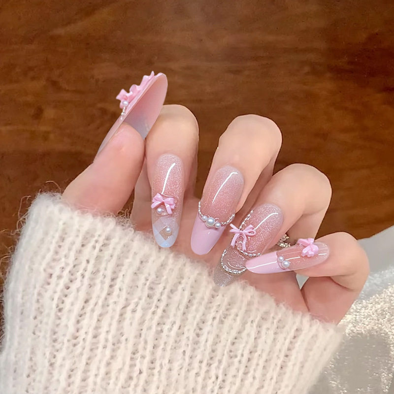 手工儿童美甲穿戴甲高级感中长款粉嫩裙摆假指甲贴片2026马年新款,彩妆/香水/美妆工具,穿戴甲/甲片,淘宝优惠券,粉丝福利购,淘宝优惠卷