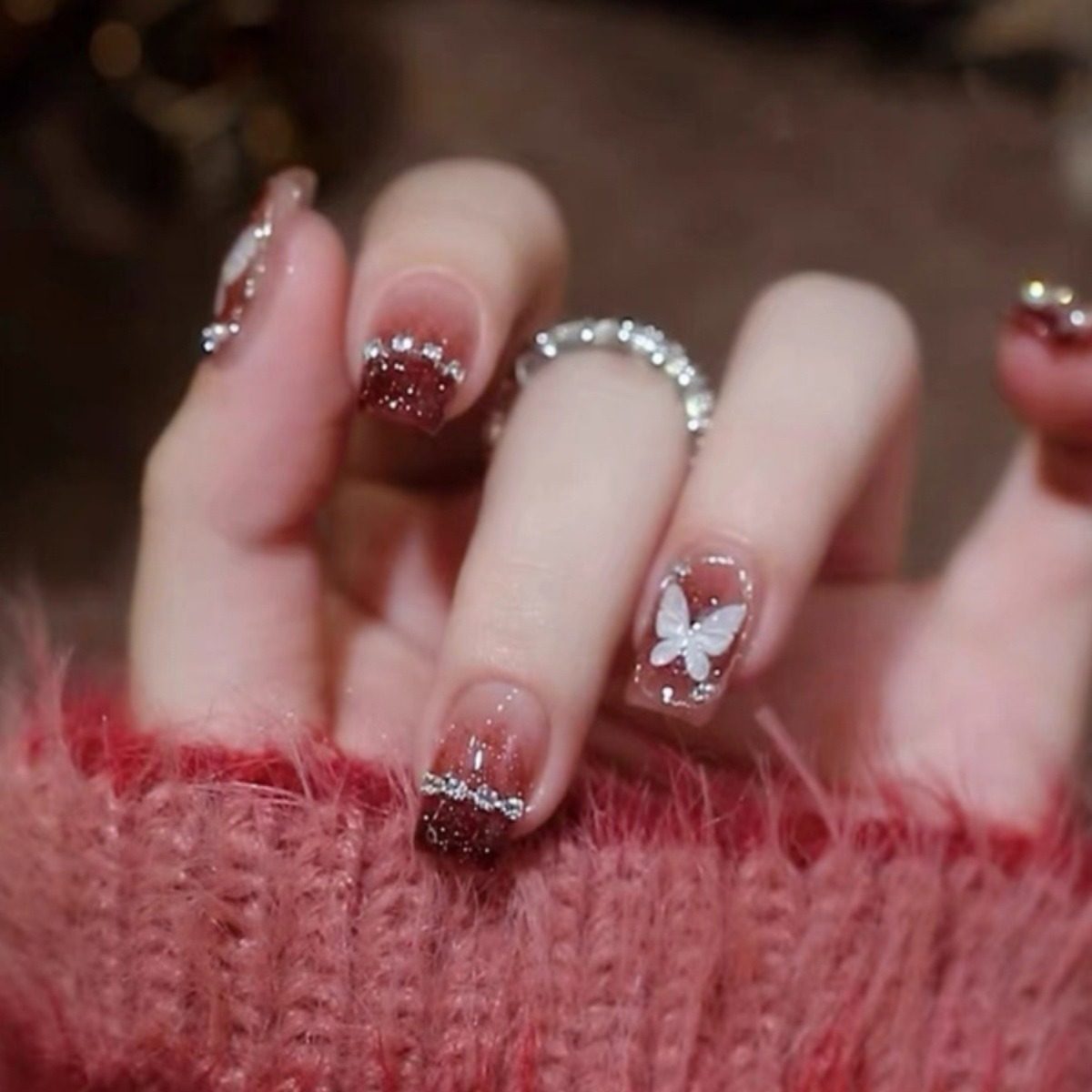 纯手工穿戴甲2026新年款红紫玉蝶短款儿童学生指甲贴片马年美甲贴,彩妆/香水/美妆工具,穿戴甲/甲片,淘宝优惠券,粉丝福利购,淘宝优惠卷