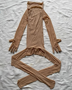 马油高领无缝裆连体衣丝袜长五指袖高叉油光亮紧身性感男女同款5D