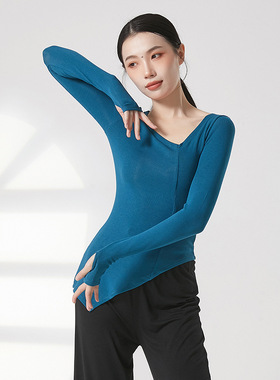 古典舞上衣舞蹈生日常穿搭现代舞形体练功服中袖瑜伽服前后两穿