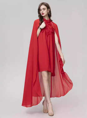 Sera轻奢现货果儿服饰重工立体绣订花斗篷唯美名媛风紫色多色