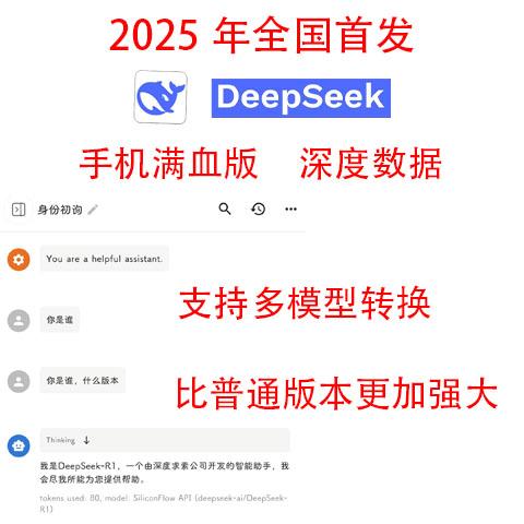 deepseekR1手机版满血版本高级部署深度思考ai大模型