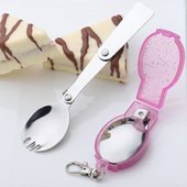 304不锈钢折叠勺子便捷 伸缩式 勺叉两用旅游外带小调羹汤饭勺餐具