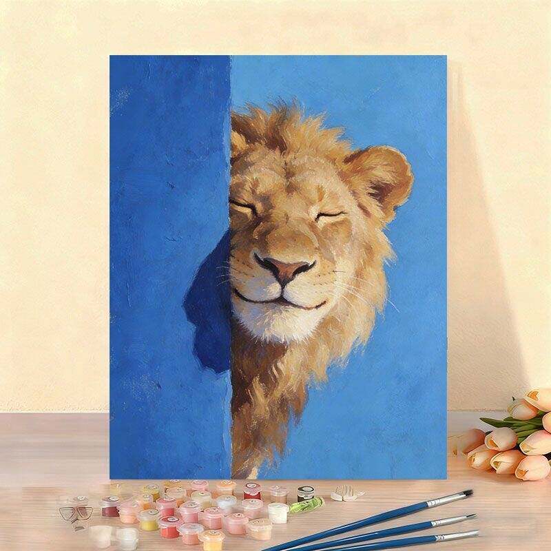 diy数字油画手工填色动物的笑脸丙烯画治愈系解压涂鸦手绘装饰画