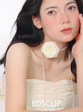 立体花朵项链女绑带混搭choker